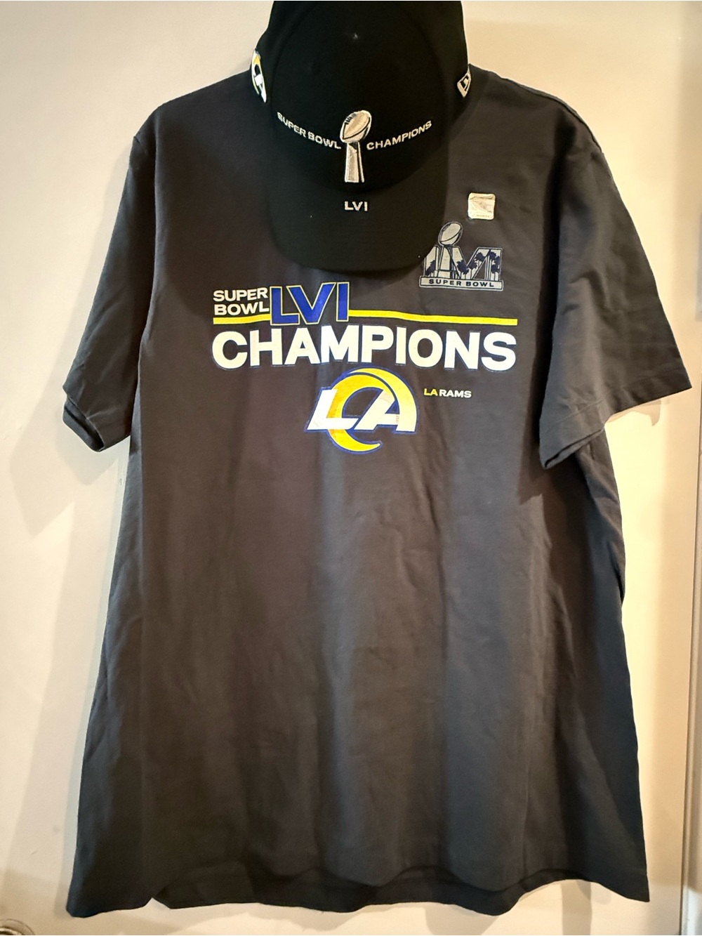 Los Angeles Rams Nike Super Bowl LVI Champions T-Shirt Heather Gray NEW XLarge